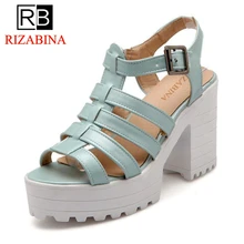 RizaBina ladies ankle strap peep open toe high heel sandals platform women cutout brand heeled footwear