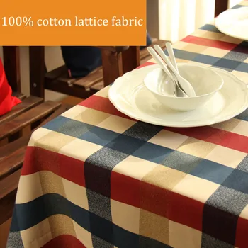

Free shipping 50x150CM Mediterranean style 100% cotton lattice fabric DIY table cloth/ curtain fabric /sofa fabric /Purse