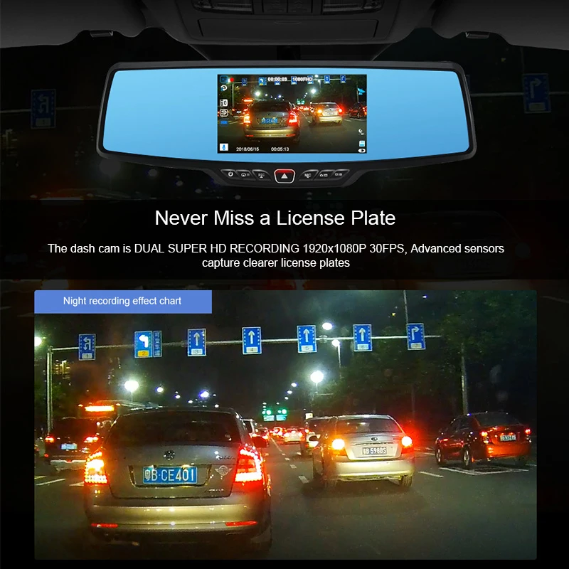 Junsun ужин Full HD Автомобильный двойной Dashcam 1080 P приборная панель DVR авто зеркало