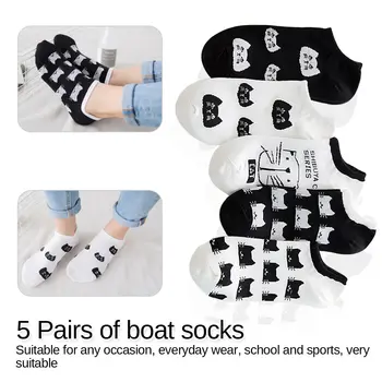 

Women 5 Pairs/lot Socks Candy Color Small Animals Cartoon Pattern Boat Sock Suit for Summer Breathable Casual Ladies Funny Sock
