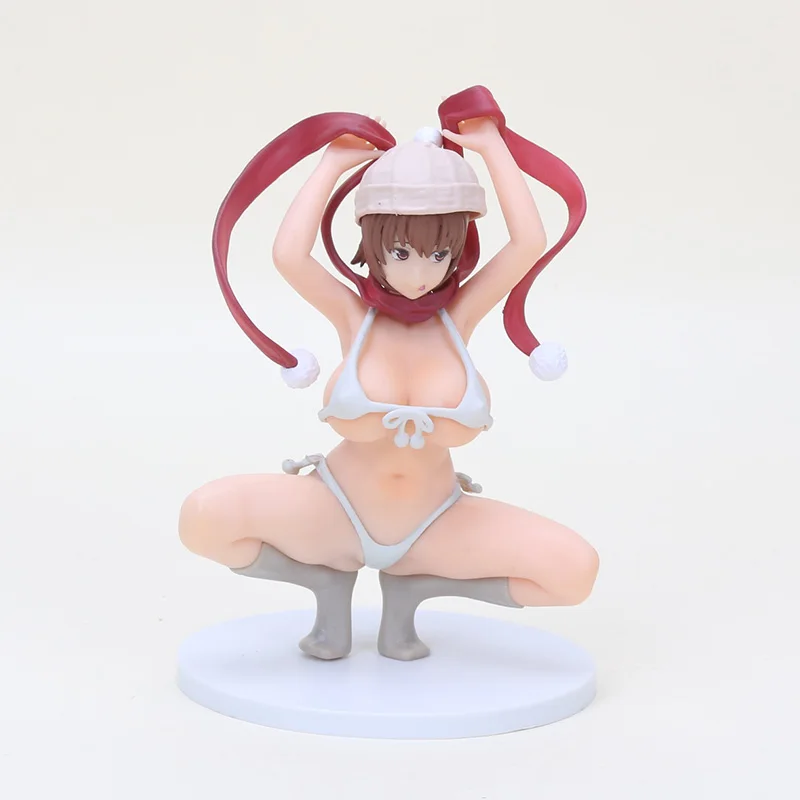 

Anime Q-six illustration Tsundero Squatting White Swimsuit Bikini PVC Action Figure Model Toy 16cm
