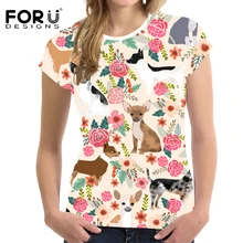 FORUDESIGNS футболки для женщин Рашгард спортивная одежда милый Чихуахуа печатных короткий рукав спортивные толстовки прилегающие быстросохнущие лосины для бега одежда