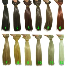 15cm*100CM curl brown falxen golden black khaki natural color BJD straight Doll Wigs hair for 1/3 1/4 BJD diy