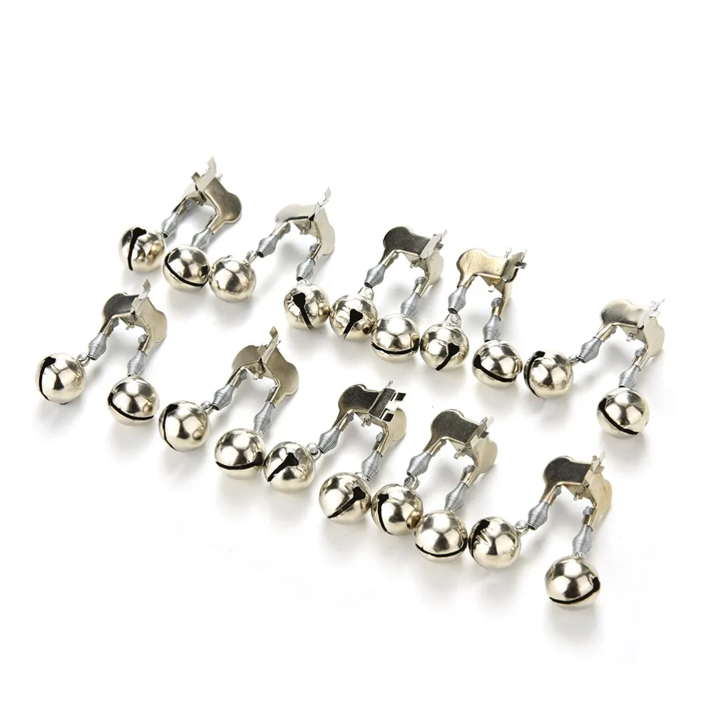 

10 Pcs/lot Fishing Twin Bells Bite Alarm Clip-on for Fishing Rod Outdoor Tools Accessory Silver Color