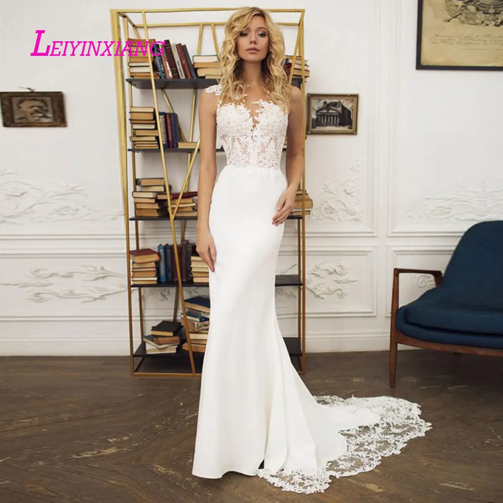 

leiyinxiang 2019 Bride Dress Wedding Dress Vestido De Noiva Sereia Robe Sexy Mermaid Luxury Lace Elegant Appliques Sweetheart