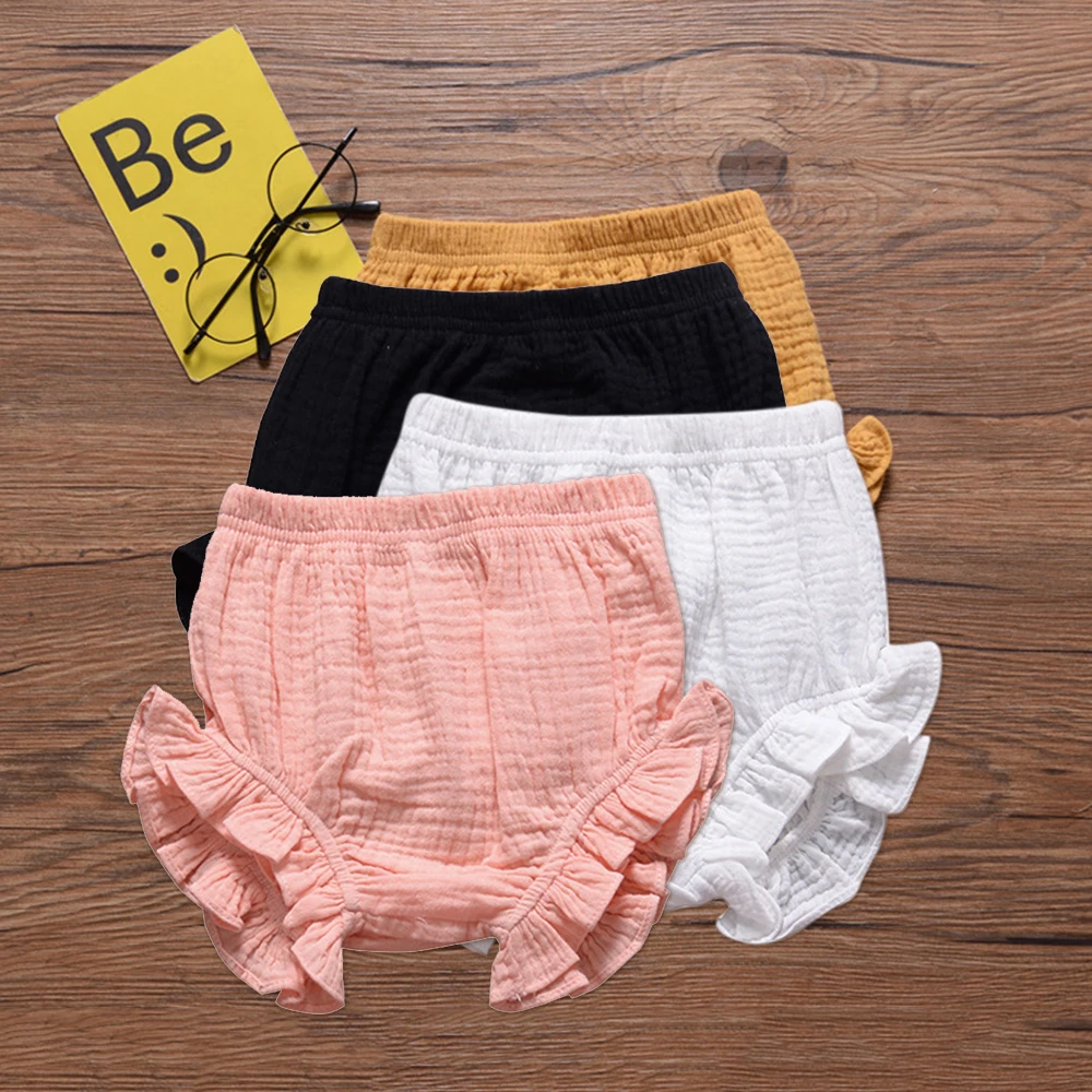 

Drop shipping Summer New Baby Fashion Casual Large PP Shorts Infant Solid Color Cotton Linen Bloomers Toddler Girls Bread Pants