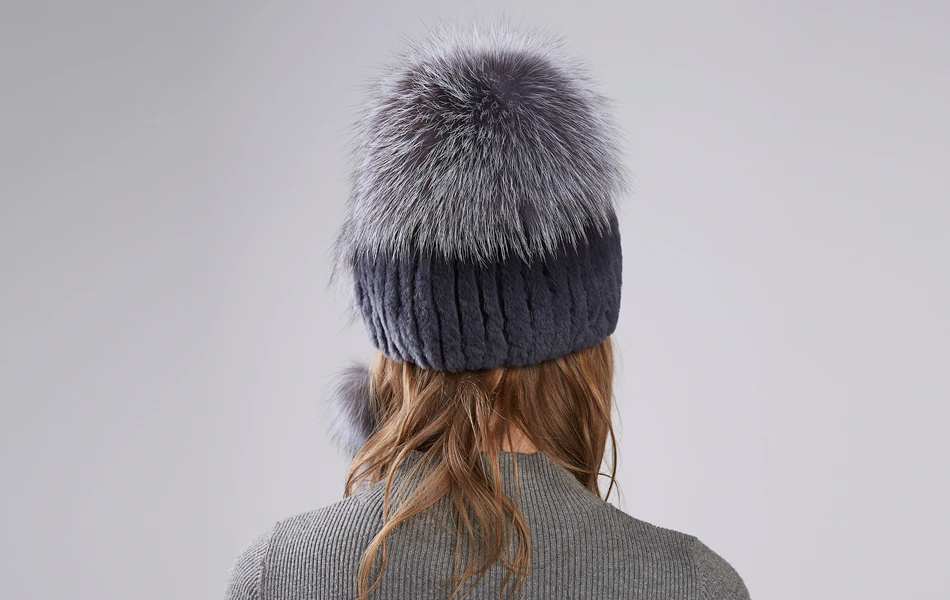 LTGFUR, зимние модные новые женские шапки с натуральным лисьим мехом, шапка с помпонами, зимние шапки, теплые вязаные хлопковые шапки, женская шапка