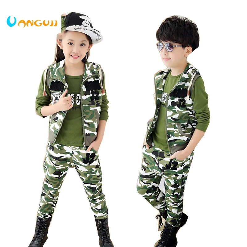 

Boys and girls wear spring 2016 new children sport suit autumn boy camouflage three piece long sleeve