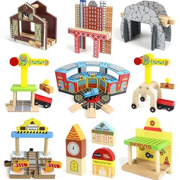 

DIY Wooden Tracks Toy Crane Coal Station Cave Tunnel Wooden Platform Wooden Train Accessories Track Pieces Building Blocks Toys