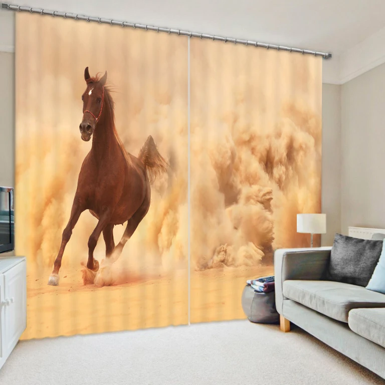 

Red rabbit horse personality creative 3D printing blackout curtains, screens