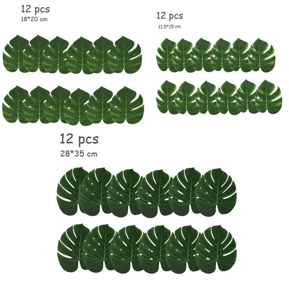 12 шт. Маленькие искусственные тропические листья пальмы черепаха лист моделирование лист для Гавайских вечерние джунгли пляж декор для вечеринки Рождества