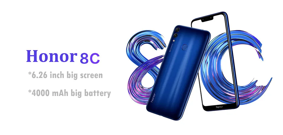 Стоковая глобальная прошивка Honor 8C мобильный телефон Восьмиядерный 4000Mah3 карты VoLTE Face ID полноэкранный 6,26 дюймовый мобильный телефон Snapdragon 632