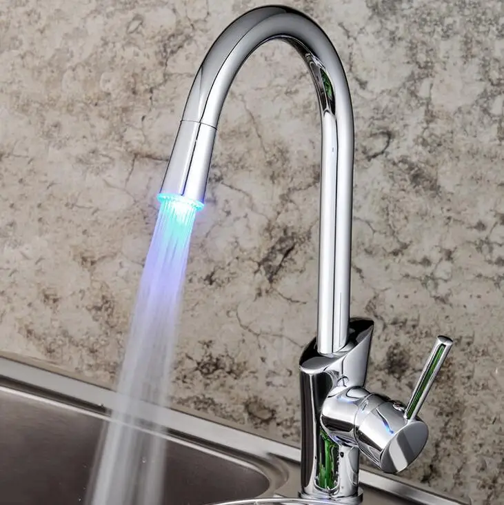 Buy 3 Color change copper sink basin LED faucet lamp