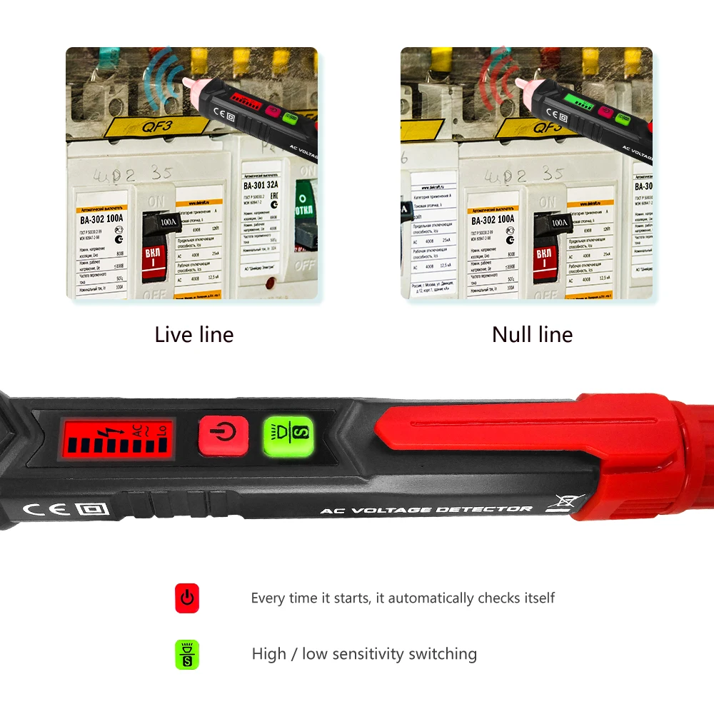 Voltage tester 50-60Hz AC12-1000V Voltmeter Non-contact ac voltage detector tester FlashLight Alarm LCD Voltimetro Pen Voltmeter (2)