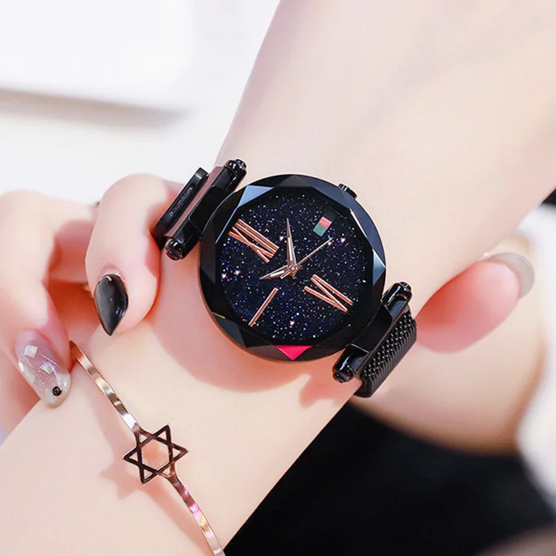 

Hot Luxury Rose Gold Women Watches Fashion Diamond Ladies Starry Sky Magnet Watch Waterproof Female Wristwatch For Gift Clock