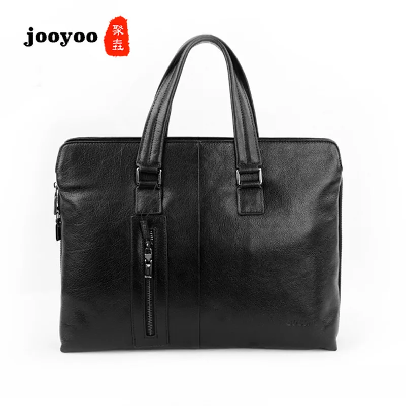 

Men's Genuine Leather Business Handbag Head Layer Cowhide Cross-section Square Men's Case Large Capacity Conference Bags jooyoo