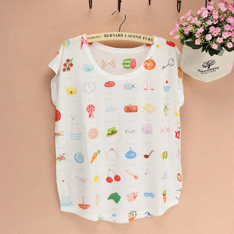 

Original design Fruit print t-shirt women's best sell top tees America & Europe fashion summer tee plus size free shipping