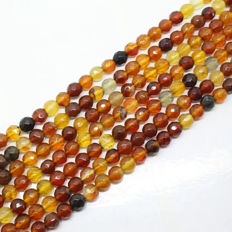 

Mini. order is $7! Wholesale is 63pcs,6mm Beautiful Faceted Ambers Agates Round Loose Beads 15"