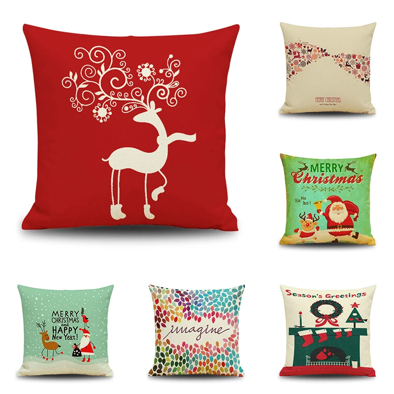 

Merry Christmas decorations for home Decorative throw pillow cover case green trees gift cushion cover capa para almofadas