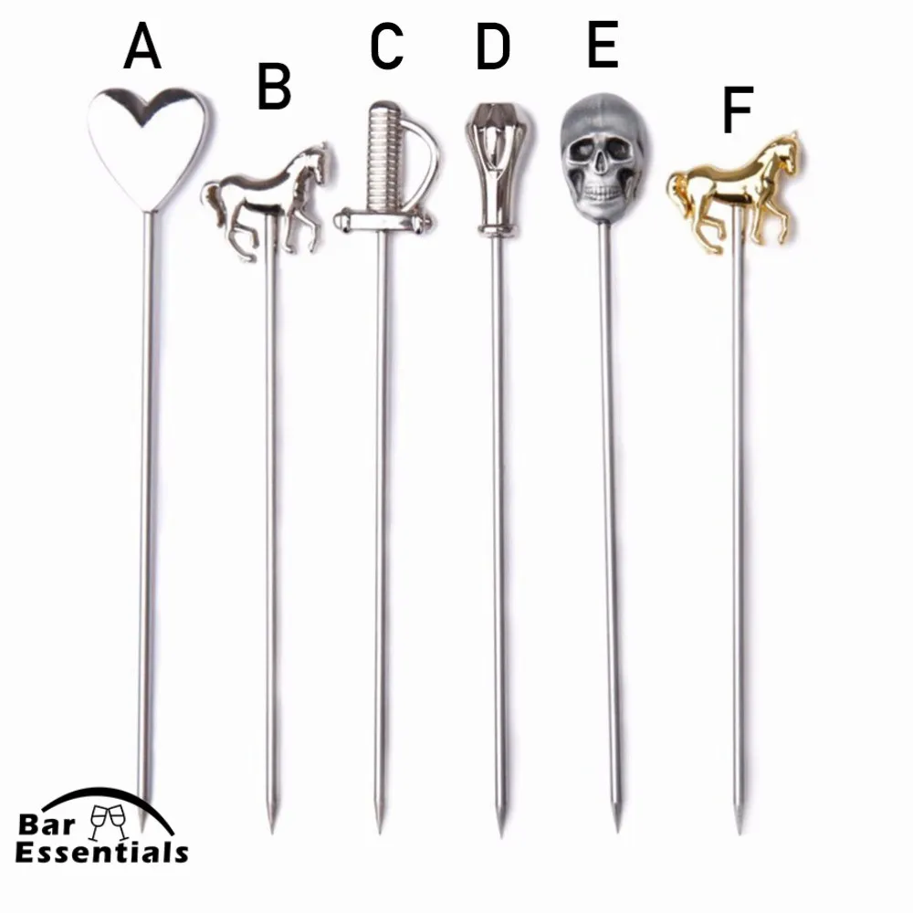 

12PS Stainless Steel Cocktail Pick Fruit Sticks Bar Tools Drink Stirring Sticks Martini Picks Party Wedding Accessory