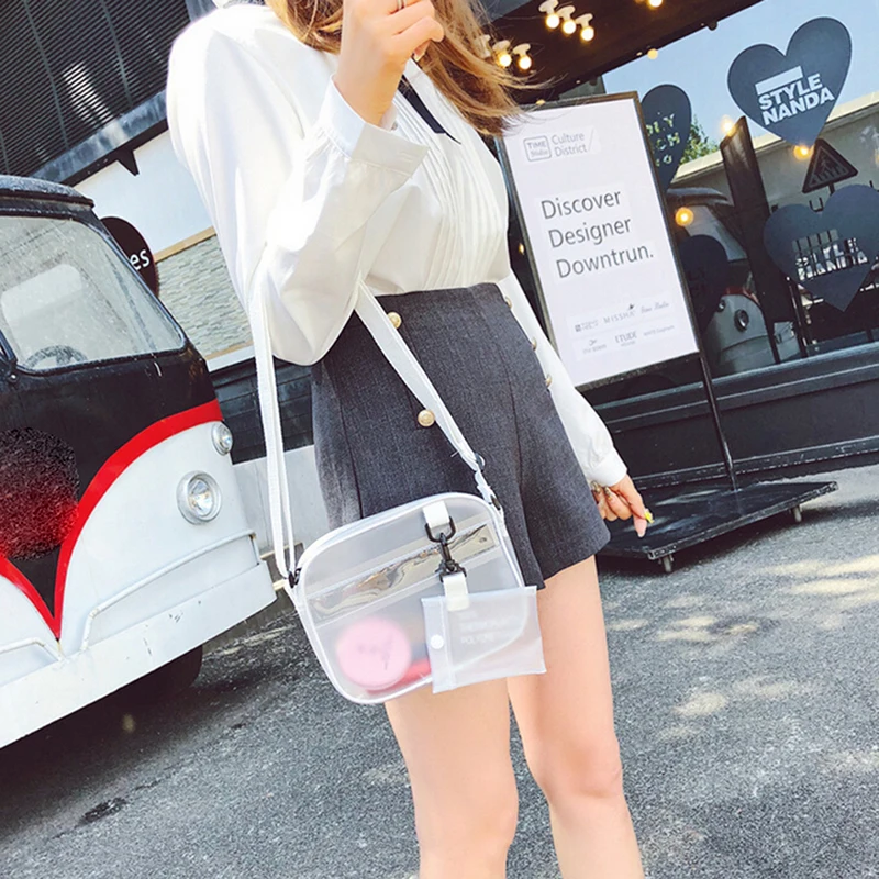 

Women Fashion Transparent Messenger Tote PVC Jelly Shoulder Bag Handbags Purse