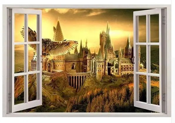 

5d diy diamond painting, Cross Stitch, Hogwarts Harry Potter window view Full Square Mosaic diamond Embroidery