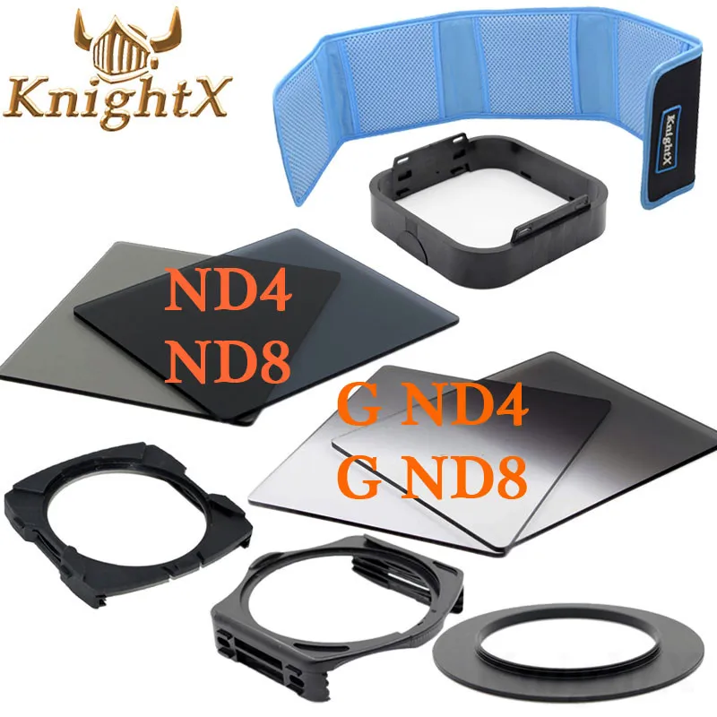KnightX 49 52 мм 58 мм 67 мм 72 мм 77 мм Градуированный цветной ND синий объектив камеры фильтр комплект серии камеры для Nikon Canon Cokin P gnd - Цвет: 9in1 B