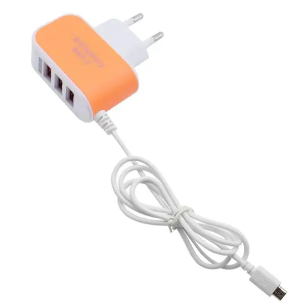 

EPULA High Quality 3.1A 3 in 1 Port USB EU Plug Home Travel Wall Charger AC Power Adapter With Cable for Phone