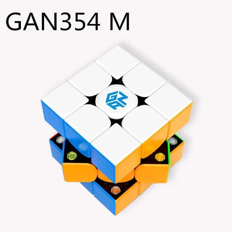 Дешево Ган 354 м Магнитный пазл волшебный скоростной кубик, 3x3 наклейка менее Профессиональный Gan354 м магниты скорость cubo magico GAN354M игрушки для детей