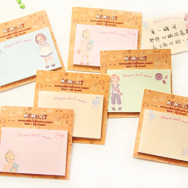 

10 pcs/Lot Memo it sticky notes Paper doll mate Removable adhesive paper Gift cute stationery material School supplies 6651