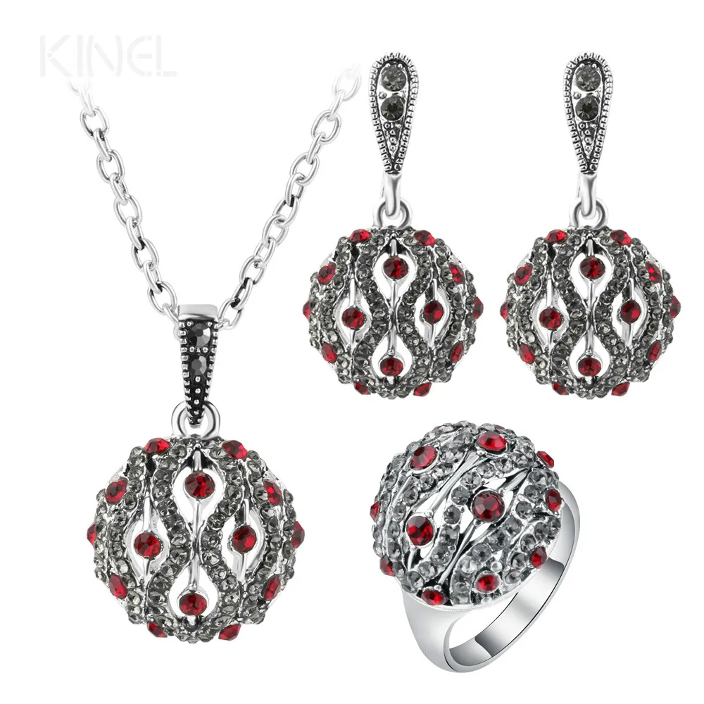

Gulkina 2017 Fashion Vintage Jewelry Set Bohemian Style Necklace Earrings Rings Jewelry for Women Marriage Memorial Gift