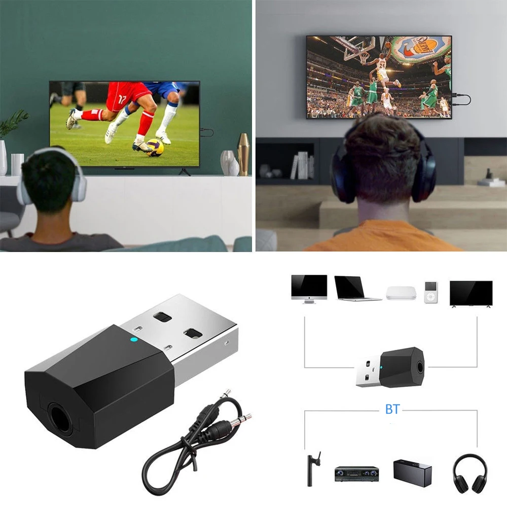 Беспроводной Bluetooth аудио музыка стерео адаптер Dongle приемник бытовой мини BT 4,2 USB передатчики для ТВ ПК динамик наушники