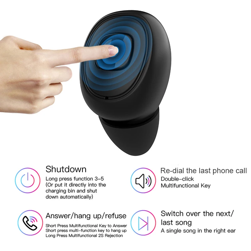TWS Bluetooth наушники мини беспроводные 3000 мАч зарядный чехол HiFi с микрофоном стерео