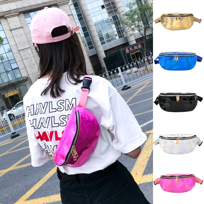 Для мужчин женщин Fanny Pack прозрачный блеск Пояс Бум сумка Хип кошелек поясная сумка для путешествий талии кожаная женская 2018 Новая мода