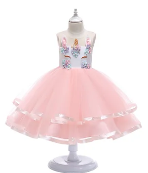 

Retail Cute Unicorn Flower Princess Easter Baby Girl Dress Summer Wedding Party Kids Dresses For Girls baby girl clothes #6318