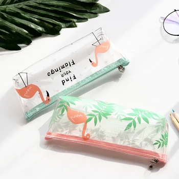 

Flamingos Transparent Pencil Case Brief Soft Pencil Bag Zipper EVA Pen Case Stationery School Supplies for Girls Student 1PCS