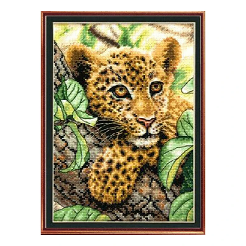 

1Needlework,Embroidery,DIY Animal Painting,Cross stitch,kits,11ct leopard Cross-stitch,Sets For Embroidery