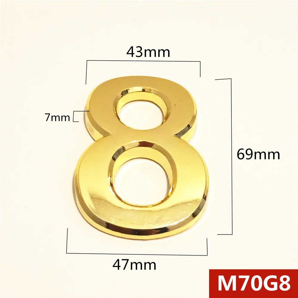 M70G亮金70mm塑料门牌=8号