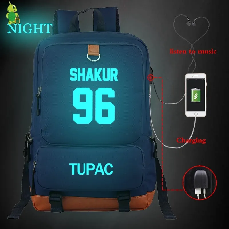 9 Tupac 2Pac USB зарядка рюкзак для женщин и мужчин ноутбук рюкзак хип хоп школьные сумки для подростков девочек мальчиков большие дорожные сумки на плечо - Цвет: 9