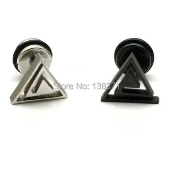 

Hollow Triangle titanium steel Punk Men Screw stud earrings No fade