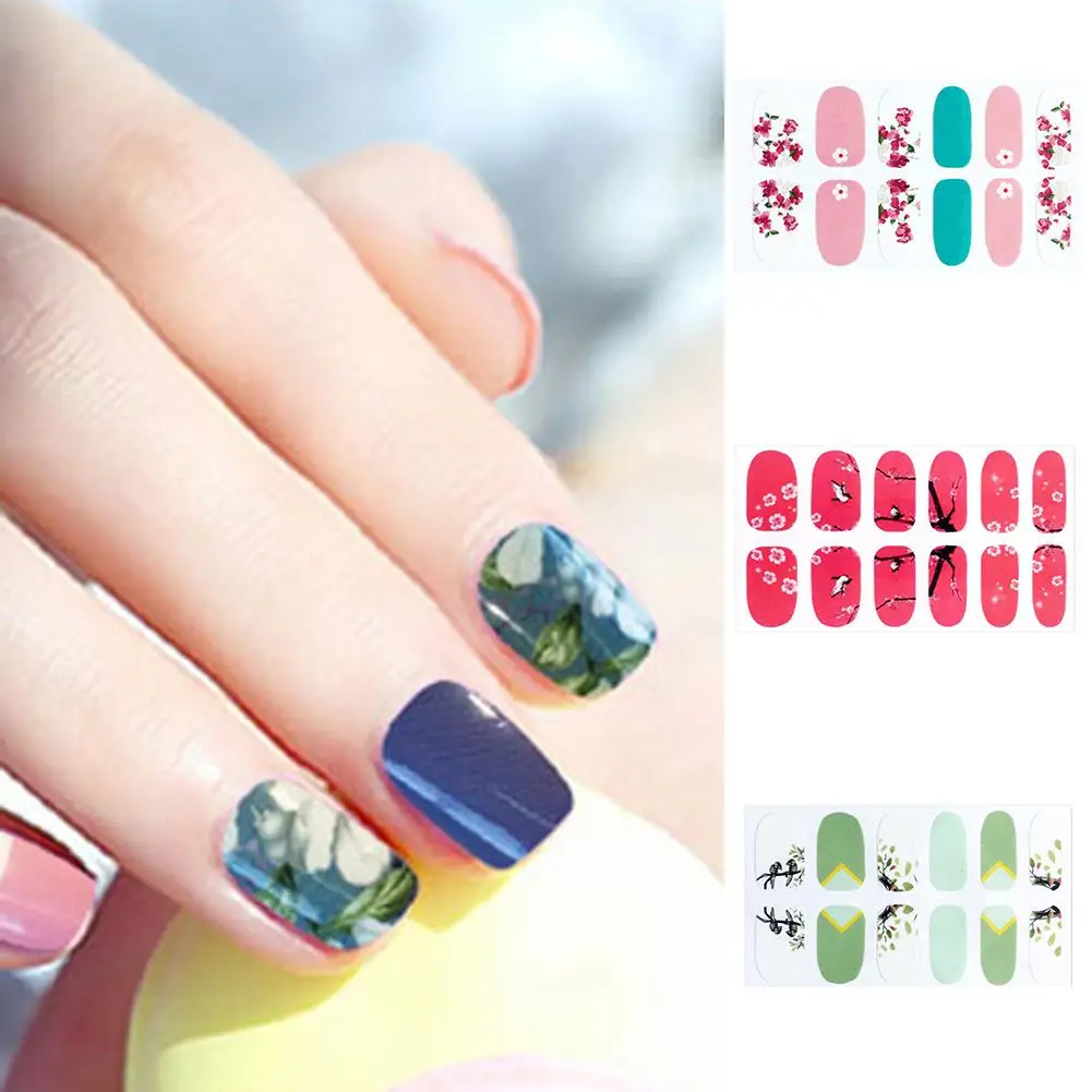 

12Pcs Chinese Style Flower Waterproof Nail Sticker Full Cover Adhesive Decal Nail Art Selling