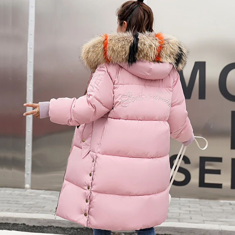 2018 New Women Parkas coat Winter Long jackets down cotton padded big fur collar loose styled jackets parka windproof warm 3XL