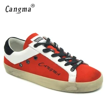 CANGMA/оригинальная Брендовая женская повседневная обувь; красные замшевые кроссовки из коровьей кожи для девочек; модная дышащая обувь на плоской подошве; женская обувь; большие размеры