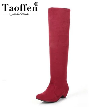 

TAOFFEN Plus Size 34-45 Women Knee Boots Sexy Office Lady Warm Fur Winter Shoes Women Concise Boots Party Club Fashion Shoes