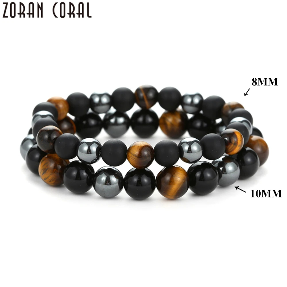 Nueva. Pulsera Hombre Ojo de Tigre Natural Onix Y Hematita