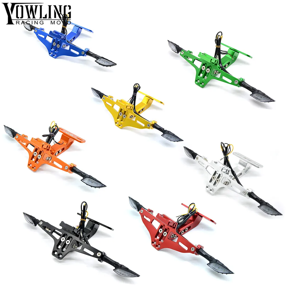 

For Kawasaki Motorcycle CNC License Plate bracket folding Signal blinker LED Light Ninja ZX6 ZX6R ZX7R ZX9R ZX12R ZX14R ZX500R