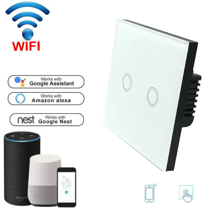 

EU Standard Wifi Light Switch Wall Switch Wireless Smart Switch 220v APP Control with Alexa/google home 1/2/3 Gang