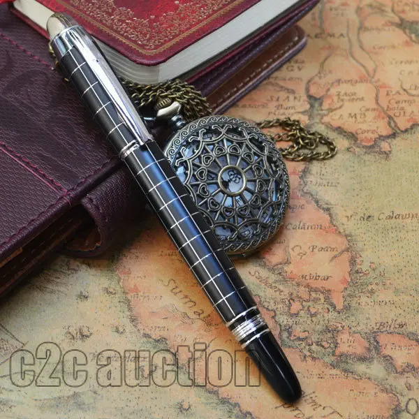 Шариковая ручка BAOER 79 черная и серебряная сетка