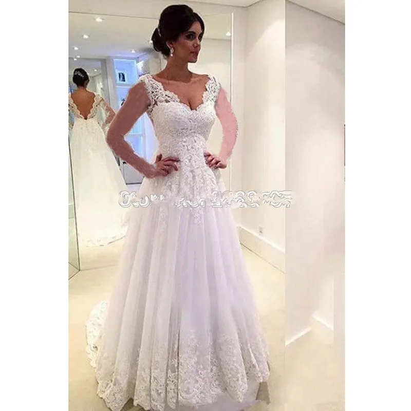 

Vestido De Noiva Renda Wedding Dresses 2019 Backless Appliques Lace Bride Dress Plus Size Simple Wedding Gowns Robe De Mariee