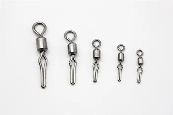 

100Pcs/Pack Fishing Barrel Swivels With Side Line Clip Size 2# 4# 6# 8# 10# Snaps Fishing Rolling Swivel Connector Accessories